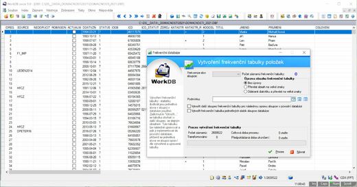 WorkDB Profi - frekvenční tabulka